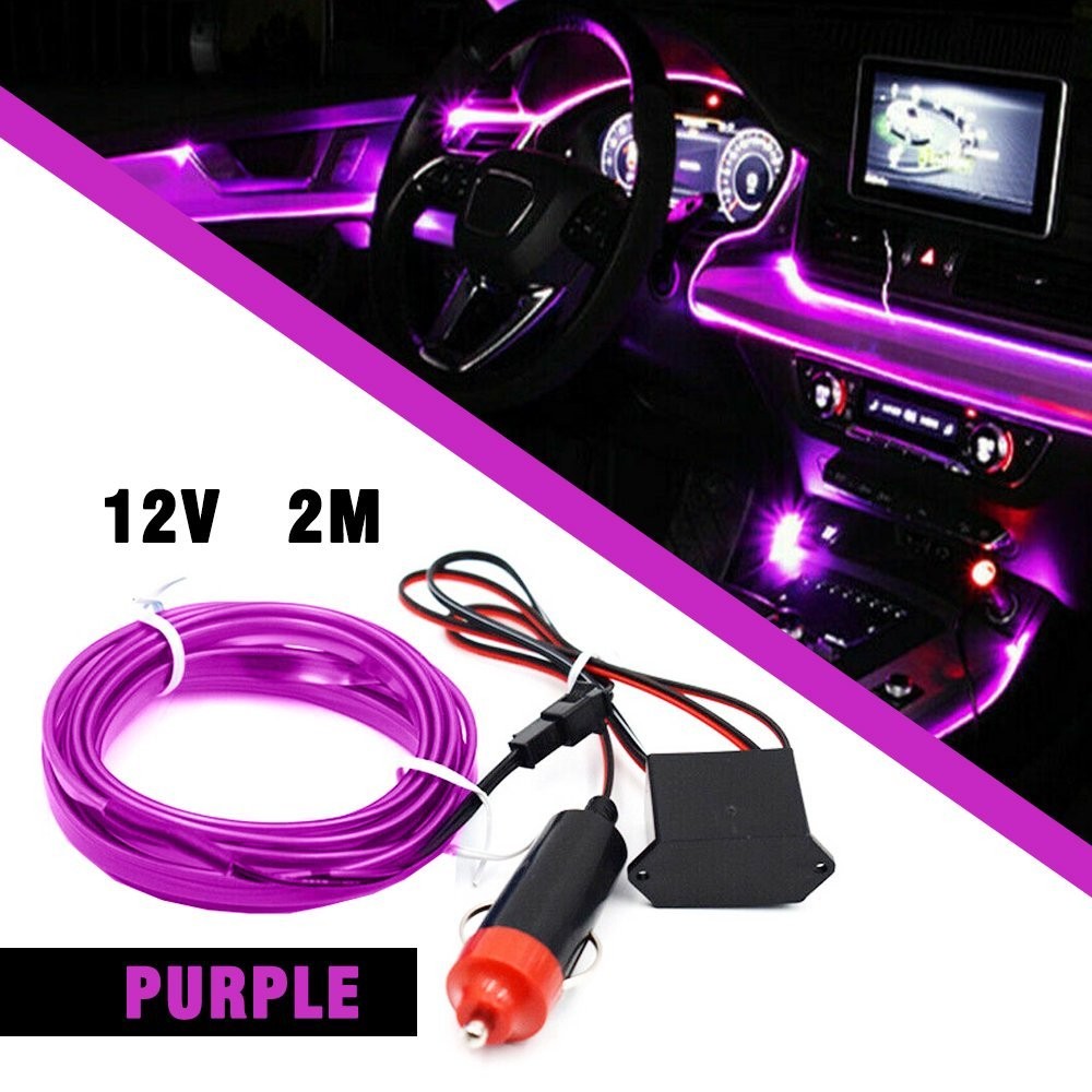 LED Auto Car Decor Interior Atmosphere Wire Strip Light Lamp Accessories Purple