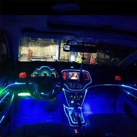 LED Bulbs Car Interior Decor Atmosphere Wire Strip Light Lamp Accessories Blue J