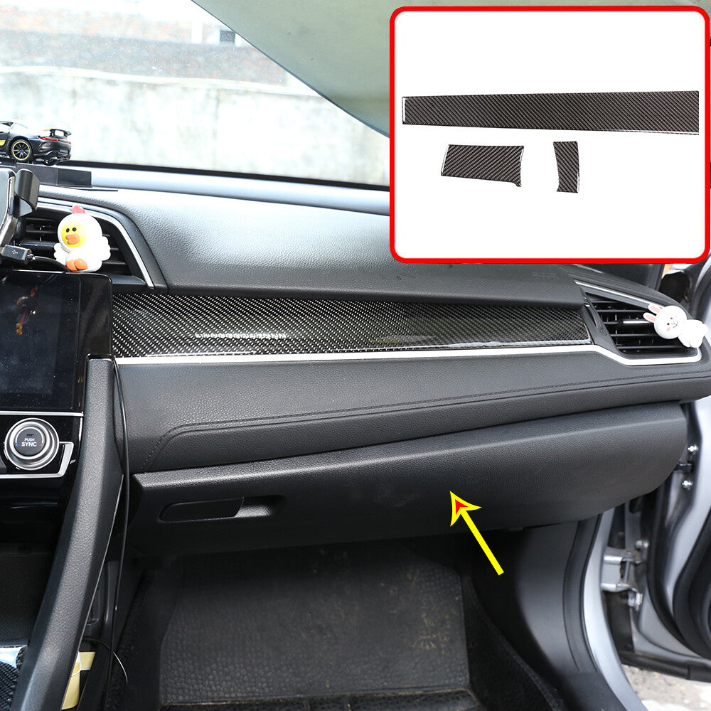 Carbon Fiber Center Dashboard Console Cover Trim For Honda Civic 2016-2019