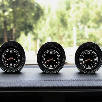 Luminous Car Interior Dashboard Clock Glossy Carbon Fiber Look Clock Accessories