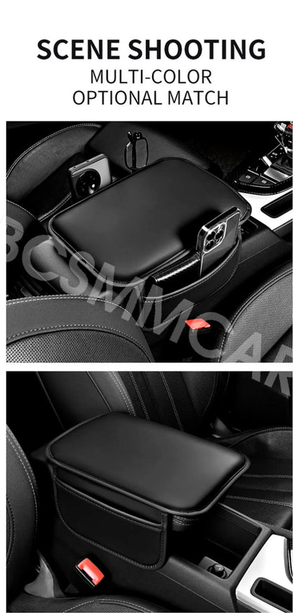 Car Seat Armrest Cushion Protector Leather Storage Pad  Interior Accessories