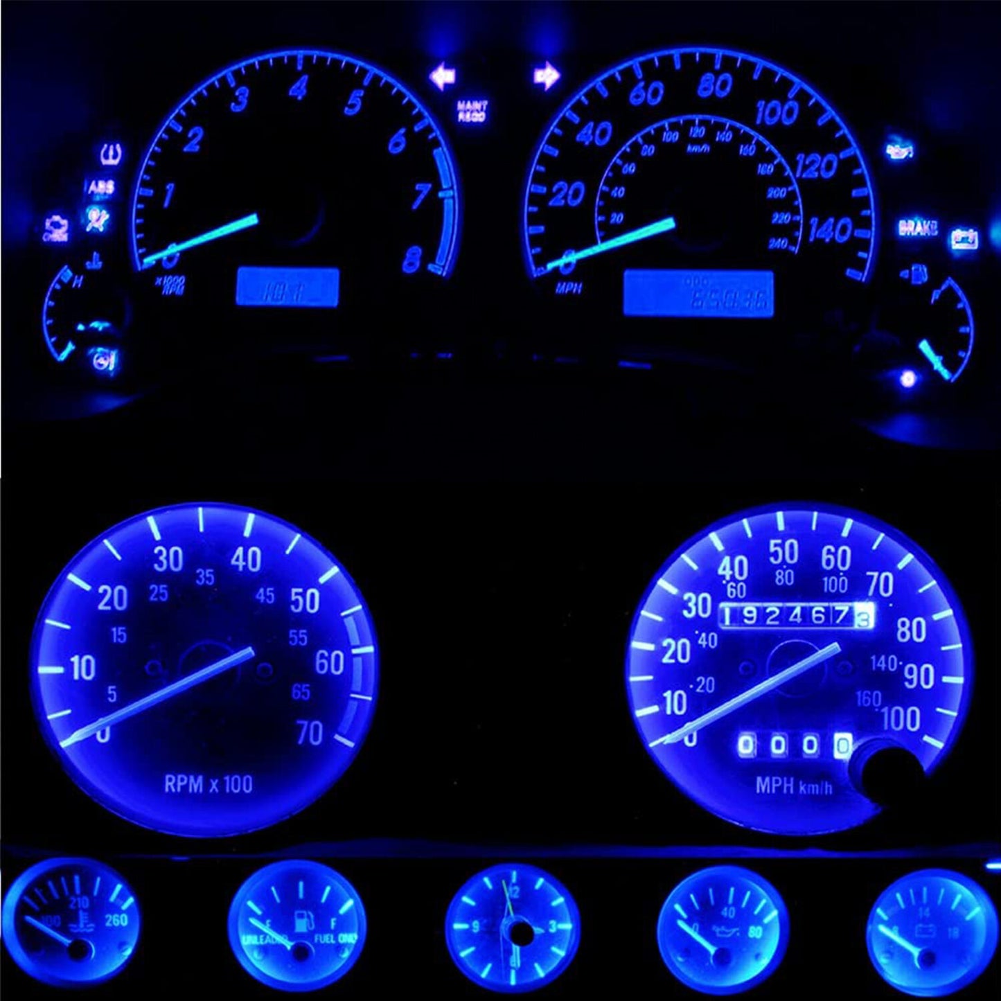 10Pcs Blue T5 74 37 SMD Car LED Dashboard Instrument Interior Light Accessories
