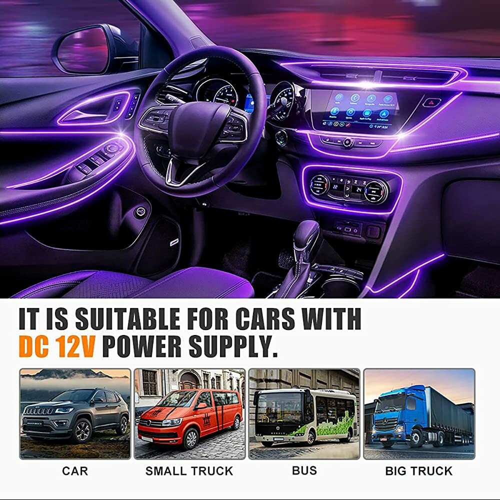 RGB LED Car Interior Accessories Floor Decorative Atmosphere Strip Lamp Light