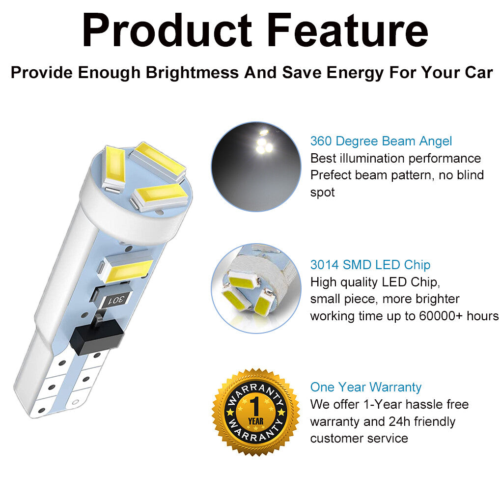 10Pcs Blue T5 74 37 SMD Car LED Dashboard Instrument Interior Light Accessories