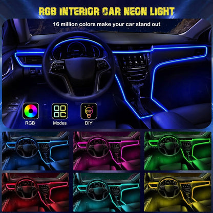 2-In-1 RGB LED Interior Strip Light Car Ambient Atmosphere Lighting APP Control