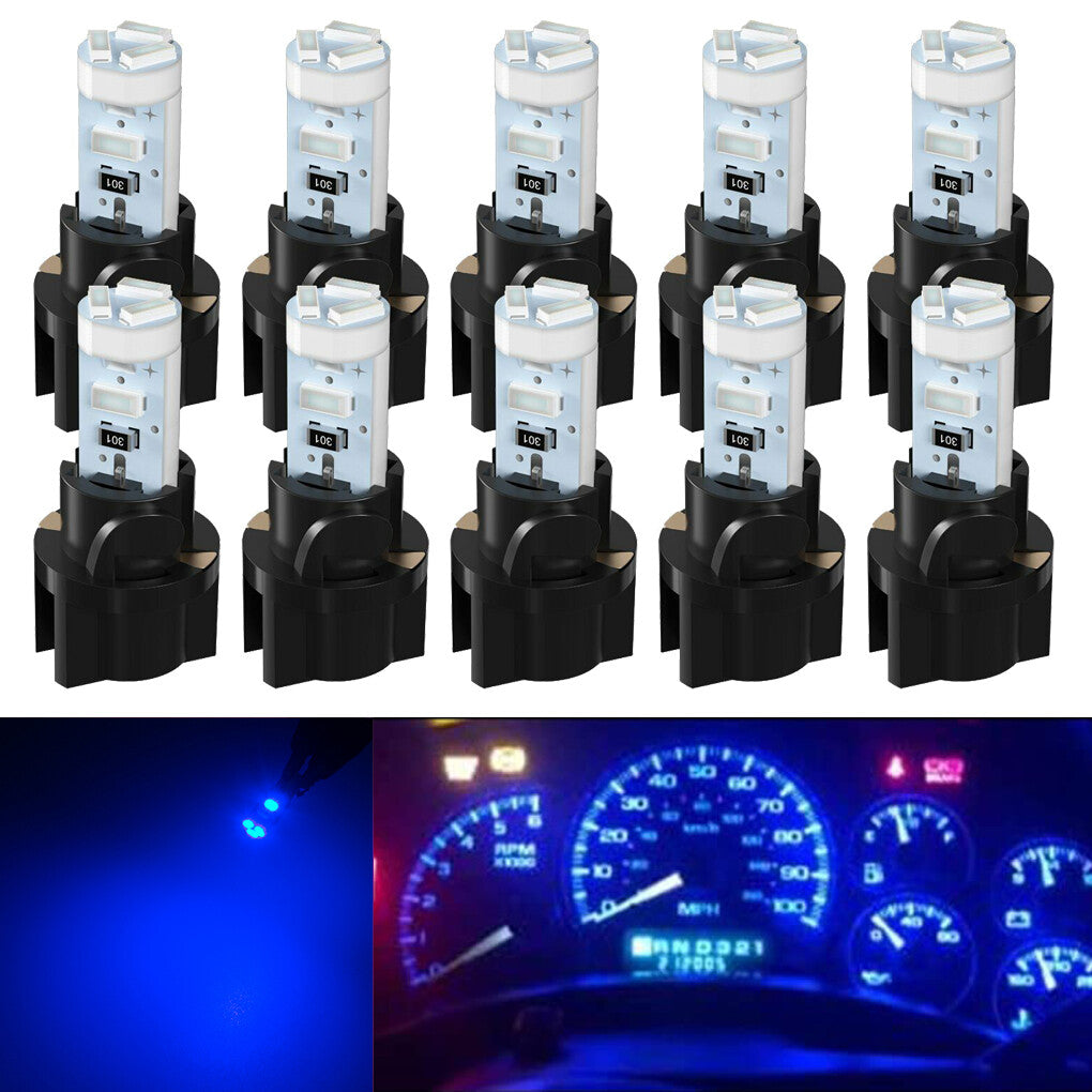 10Pcs Blue T5 74 37 SMD Car LED Dashboard Instrument Interior Light Accessories
