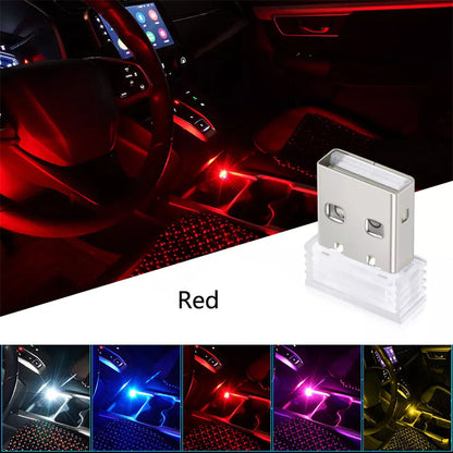 6x Mini RGB LED USB Car Interior Light Neon Atmosphere Ambient Lamp Accessories