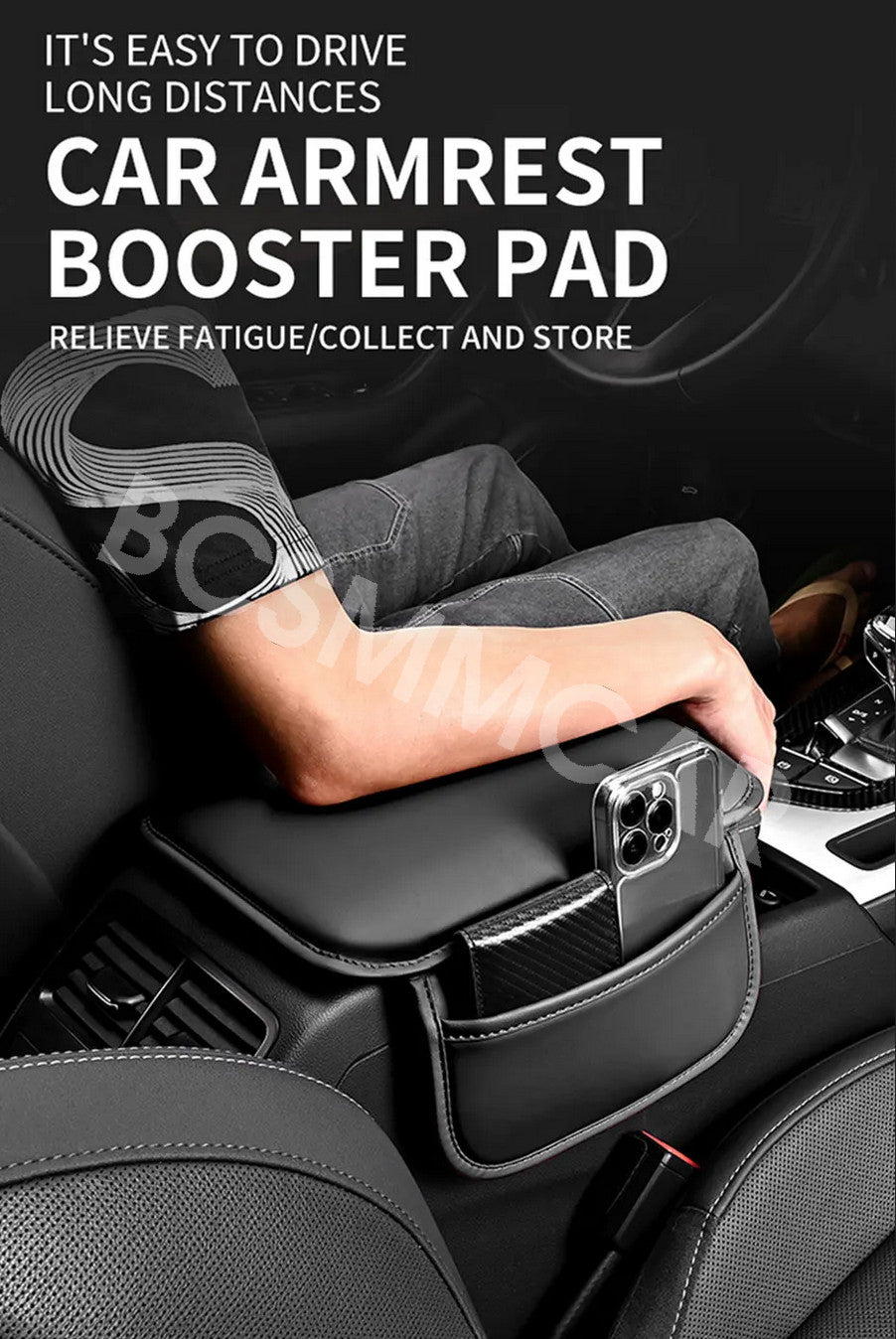 Car Seat Armrest Cushion Protector Leather Storage Pad  Interior Accessories