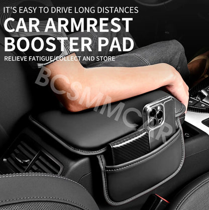 Car Seat Armrest Cushion Protector Leather Storage Pad  Interior Accessories