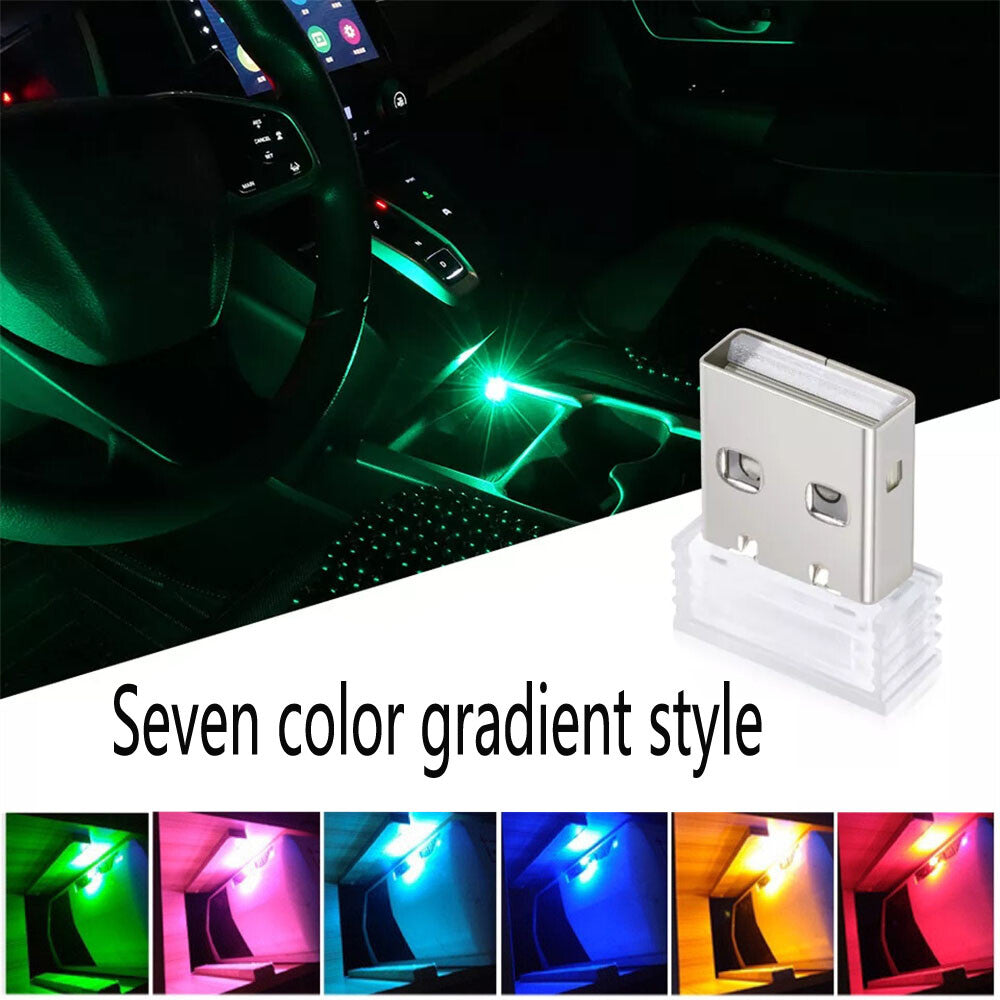 6x Mini RGB LED USB Car Interior Light Neon Atmosphere Ambient Lamp Accessories