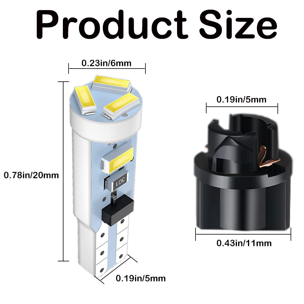 10Pcs Blue T5 74 37 SMD Car LED Dashboard Instrument Interior Light Accessories