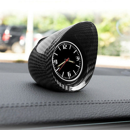 Luminous Car Interior Dashboard Clock Glossy Carbon Fiber Look Clock Accessories