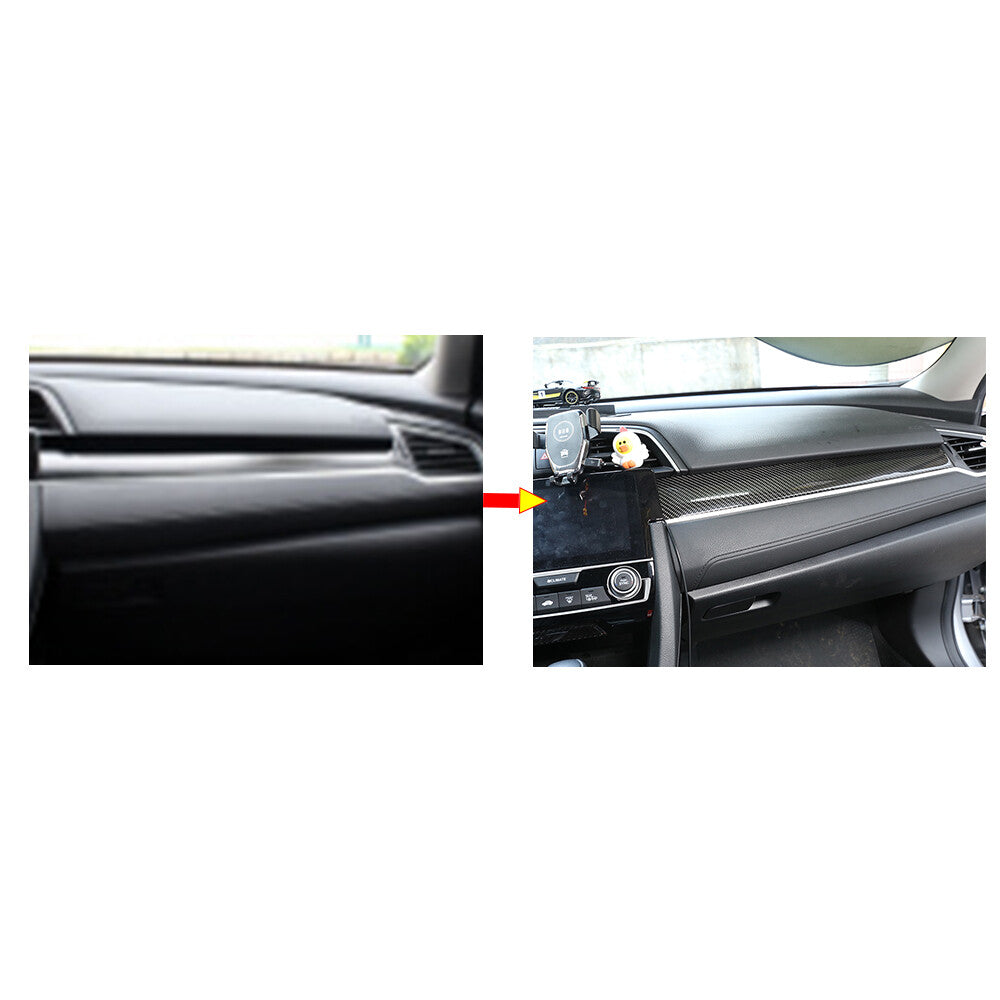 Carbon Fiber Center Dashboard Console Cover Trim For Honda Civic 2016-2019