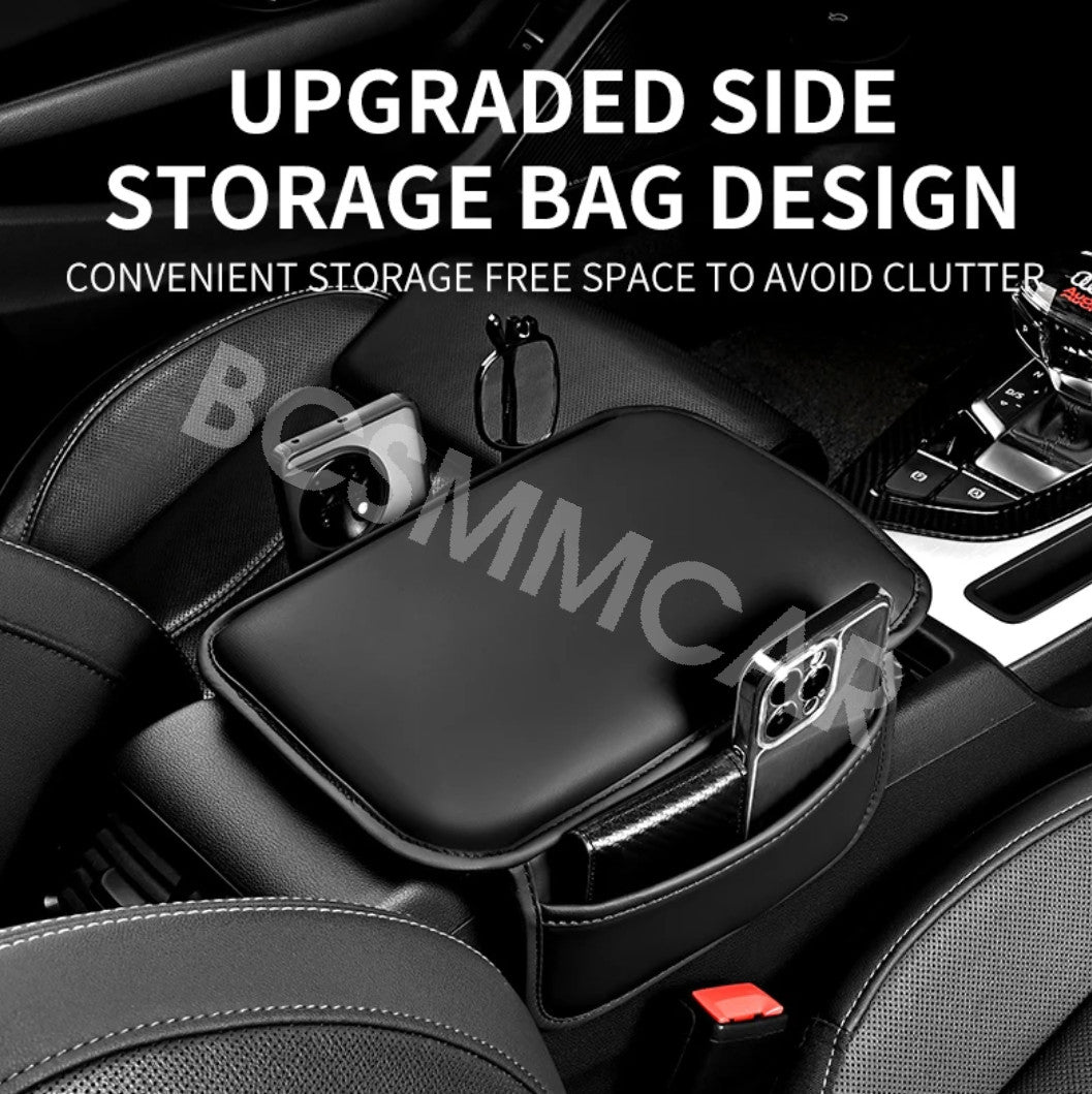 Car Seat Armrest Cushion Protector Leather Storage Pad  Interior Accessories