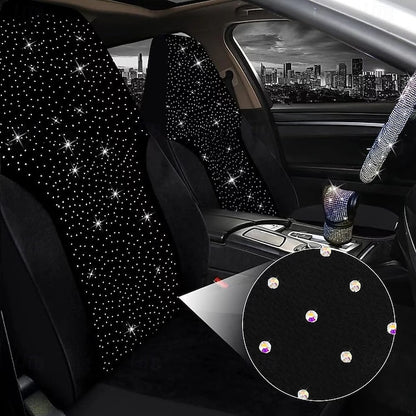 7 Pcs Car Bling Full Set Sparkling Rhinestone Diamond Starry Sky Seat Csuhion