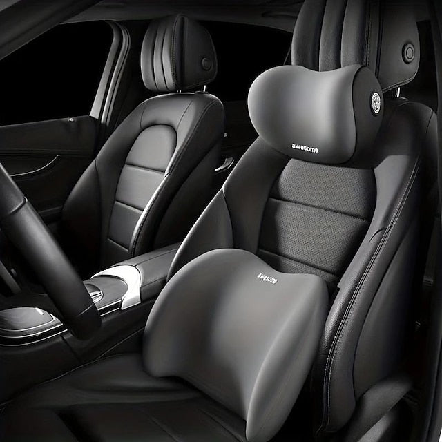 Car Seat Headrest Back Support Pad Soft Memory Pillow Lumbar Cushion 2 Pcs/set