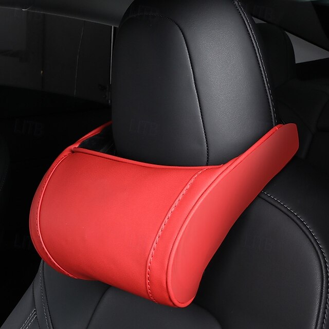 Genuine Leather Hanging Car Seat Pillow Neck Support Headres