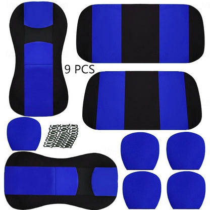 9 Pcs/set Universal Car Seat Covers Full Set Breathable Seat Protectors