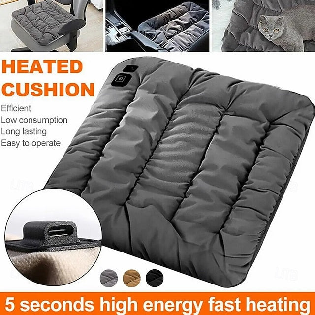 Car USB 5V Adjustable Electric Heating Pad Cushion Winter Warmer Blanket