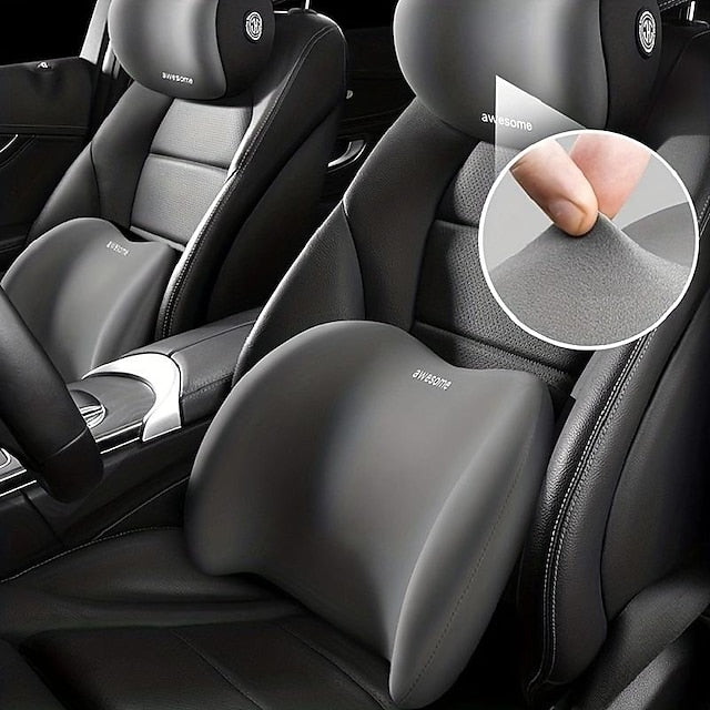 Car Seat Headrest Back Support Pad Soft Memory Pillow Lumbar Cushion 2 Pcs/set