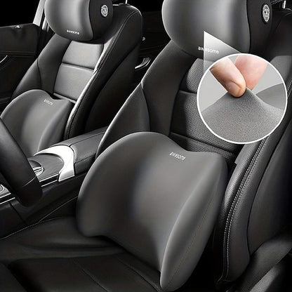 Car Seat Headrest Back Support Pad Soft Memory Pillow Lumbar Cushion 2 Pcs/set