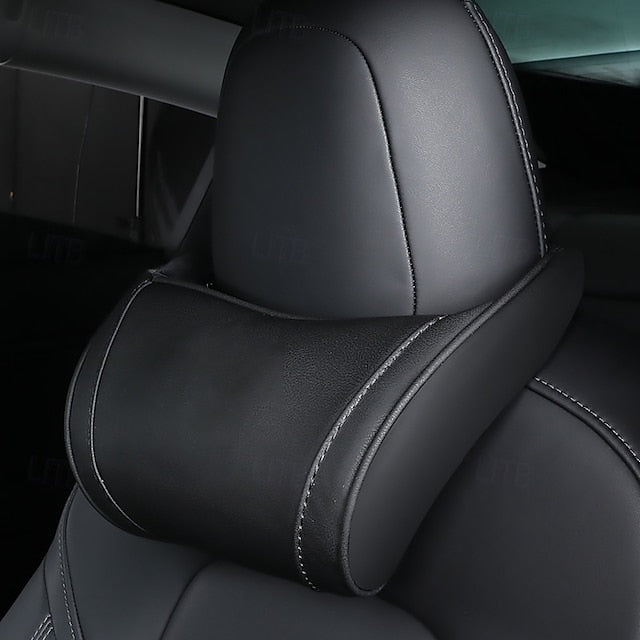 Genuine Leather Hanging Car Seat Pillow Neck Support Headres