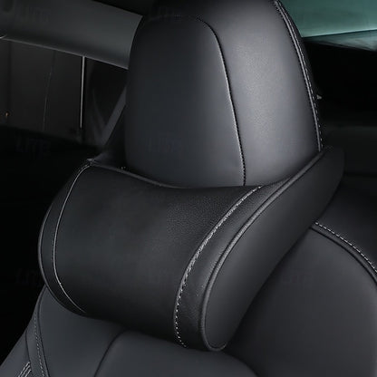Genuine Leather Hanging Car Seat Pillow Neck Support Headres