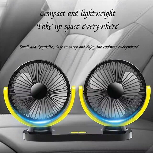 Car USB Fan Cooling Dual Head 3 Speeds Adjustable Cooler Air Fan