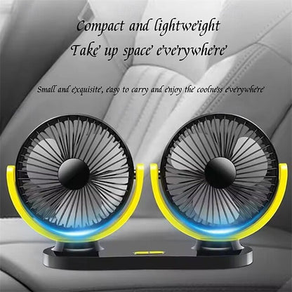 Car USB Fan Cooling Dual Head 3 Speeds Adjustable Cooler Air Fan