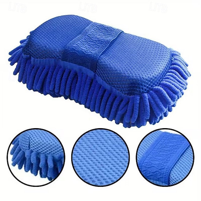 4 Pack Microfiber Car Wash Mitt 2-in-1 Double Sided Chenille Sponge Wash Tool
