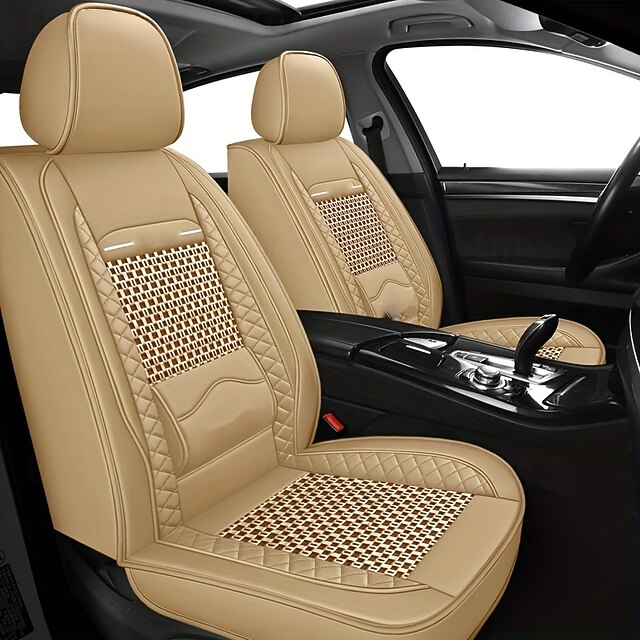 5 Seats Car Seat Covers Full Set  Faux Leather Breathable Universal Front Rear Protector