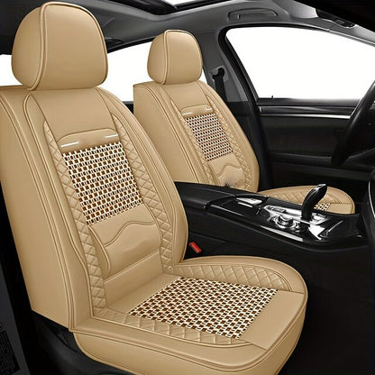 5 Seats Car Seat Covers Full Set  Faux Leather Breathable Universal Front Rear Protector