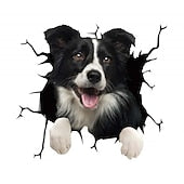 3D Car Stickers Auto  Puppy Broken Window Stickers French Bulldog Vinyl Decals
