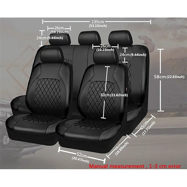 9 Pcs/Set Universal PU Leather Car Seat Covers Set Full Coverage Seat Protector