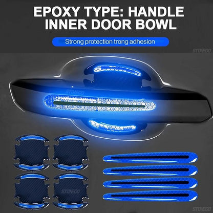 4pcs/8pcs Universal 3D Carbon Fiber Door Handle Sticker