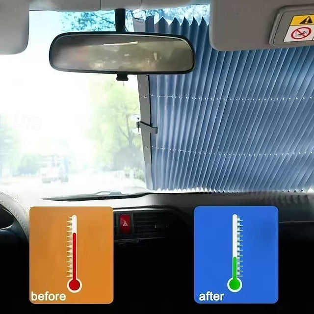 Car Retractable Windshield Universal Sun Shade for Front Window Blocks UV Rays