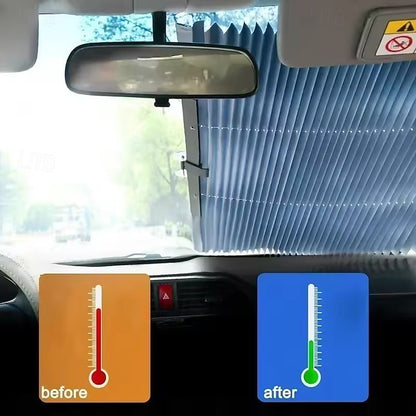 Car Retractable Windshield Universal Sun Shade for Front Window Blocks UV Rays