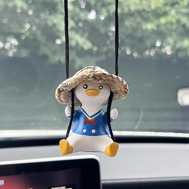 Car Pendant Cute Anime Little Duck Swing  Hanging Ornaments Interior Decor