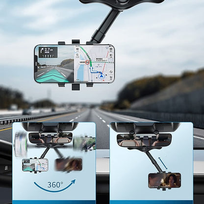 Car 360° Rotate Review Mirror Universal Adjustable  Phone Holder