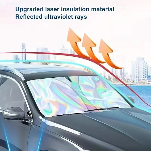 Laser Reflective Car Windshield Sun Shade for Front Window UV Rays Blocks