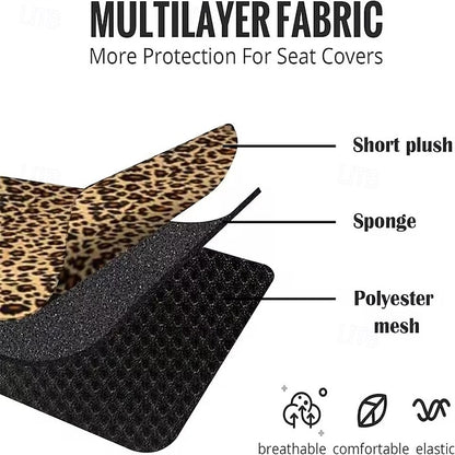 Car Leopard Seat Full Set Universal Protector Front and Rear Seat Covers 5 Pcs/set