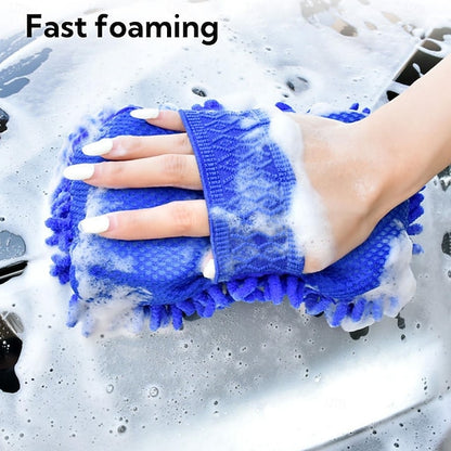 4 Pack Microfiber Car Wash Mitt 2-in-1 Double Sided Chenille Sponge Wash Tool