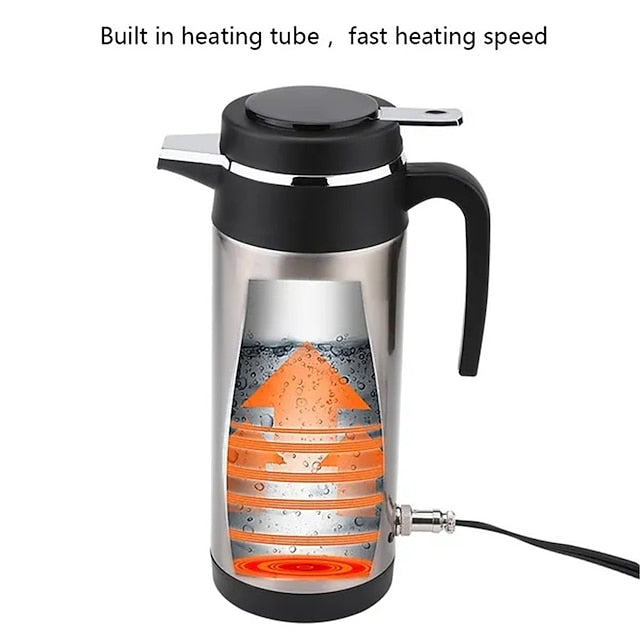 1200ML 12V/24V Car Cigarette Heating Electric Kettle Mug Travel Thermoses