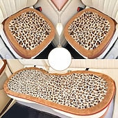 Car Leopard Print Seat Set Cute Plush Faux Fur Cushion