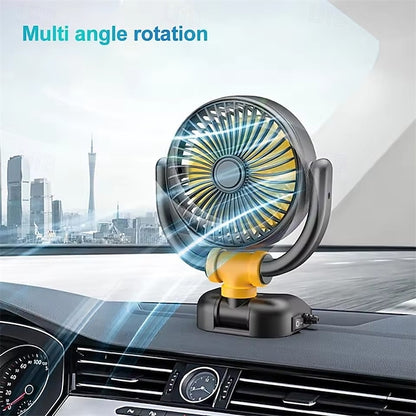 Car Fan 12V 24V USB Powered 360° Rotatable Portable Cooling Fan