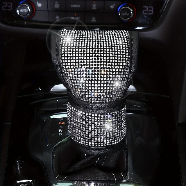 7PCS/Set Bling Car Accessories Set Includes Steering Wheel Seat Belt Pads Emblem Shift