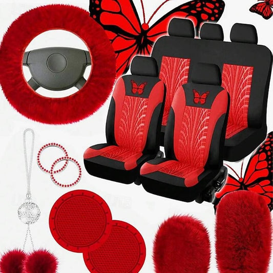 9 Pcs/Set Car Wear-Resistant Comfortable Seat Cushion with 5 Seat Steering Wheel