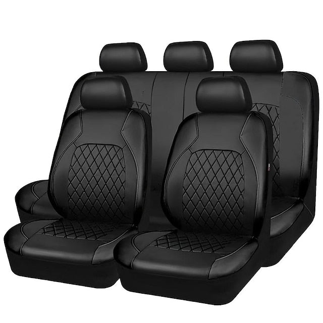 9 Pcs/Set Universal PU Leather Car Seat Covers Set Full Coverage Seat Protector
