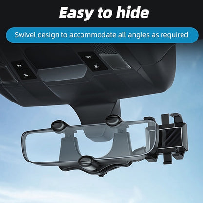 Car 360° Rotate Review Mirror Universal Adjustable  Phone Holder
