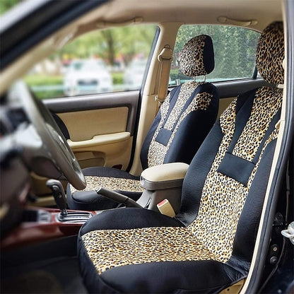 Car Leopard Print Seat Cushion for Front Seats Universal 2 PCS/SET